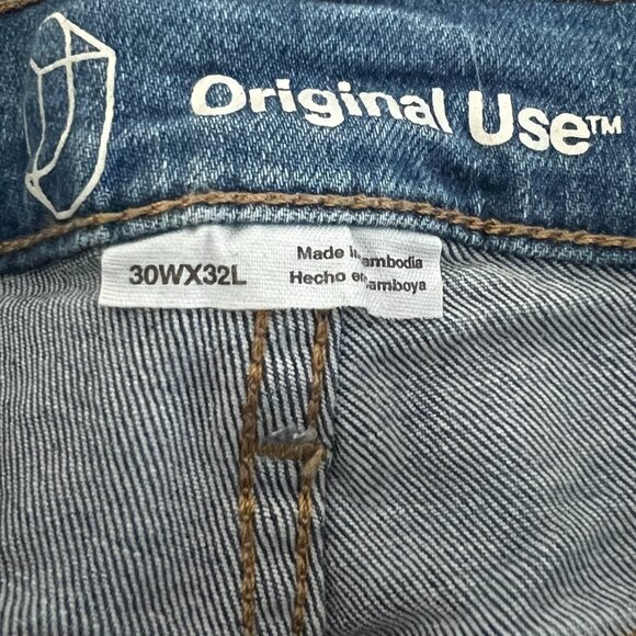 Orginal Use Men's 30x32 Slim Tapered Light Wash Distressed Blue Jeans - Picture 5 of 6